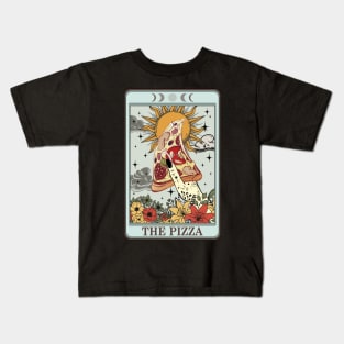 Funny food tarot card with pizza Kids T-Shirt